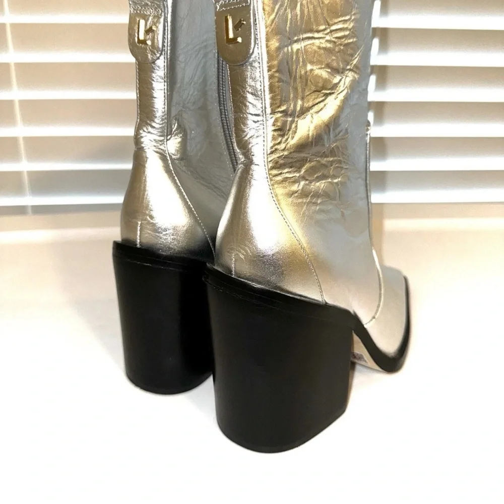 Larroude James  Silver Ankle Boots 5.5
